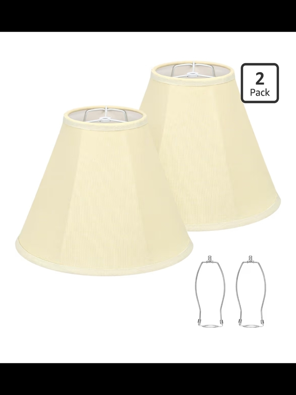 Bell Lamp Shades Set of 2, Cream Fabric Lampshades Medium Shade Replacement